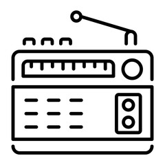 A linear icon depicting a radio signal