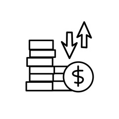Coin Stack with Up and Down Arrows Vector Icon