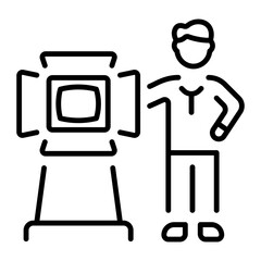 A linear icon showing a teleprompter