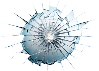 Shattered Glass with Radial Cracks and Splintered Fragments on Transparent Background Image shattered