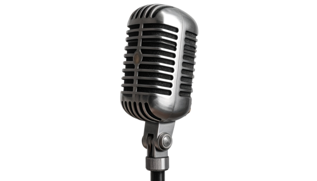 Mic PNG, Professional Microphone for Singing, Recording, and Broadcasting, Transparent Background, Audio Equipment Illustration, Music and Podcast Design