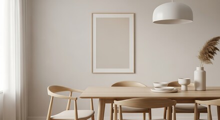 Neutral Dining Room Interior Design.