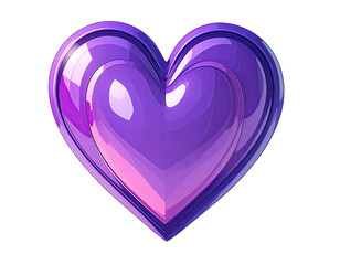 Glossy, vibrant purple heart with layered, reflective surfaces