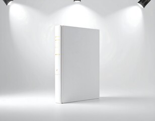 Blank white book on a white backdrop