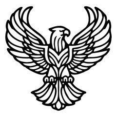 line art eagle in heraldic style