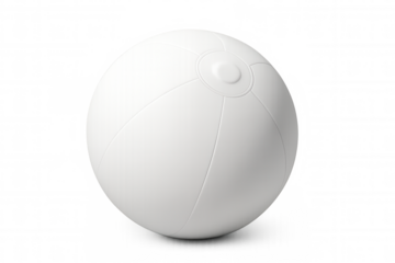 White beach ball mockup casting soft shadow, transparent background highlighting summer design element with crisp realism