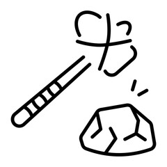 A linear style icon representing a stone weapon