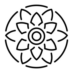 A line style icon showing a floral mandala