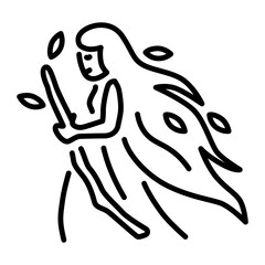 A linear icon depicting a nature spirit