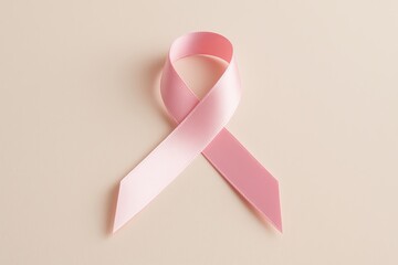 Pink Ribbon on Pink Background as Breast Cancer Awareness Symbol