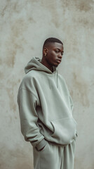 Young Man Contemplative in Minimalist Fashion Portrait for Modern Style Inspiration