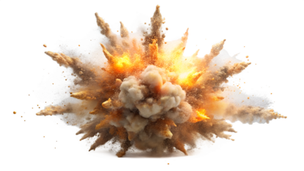 Explosion with Fire and Smoke Isolated on Transparent Background for Compositing and Design