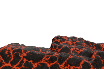 Molten rock formations, fiery lava flows, textured surface