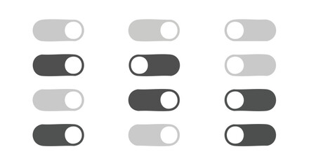 Obraz premium Dynamic toggle switch set for UI design or app development projects with on and off states for selections