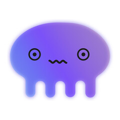 Worry Emotion Character – Shiver on White Background, Purple Cartoon for Kids Emotional Intelligence Education. 