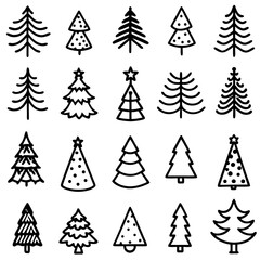 Fototapeta premium Christmas Pine Tree Icon Bundle