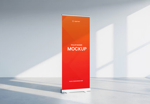 Roll Up Banner Mockup in Sunlit Room