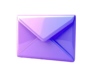 3D rendered, vibrant purple email envelope
