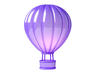 Purple hot air balloon, 3D render, smooth, gradient