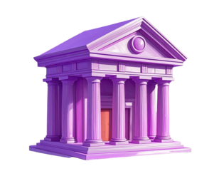 3D rendered, vibrant purple ancient temple