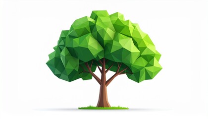 Low Poly Tree on White Background