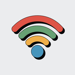 Colorful Wi- Fi signal icon with shadow on white background Wi-Fi wireless