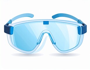 Blue safety glasses protecting eyes in workplace environment, ensuring safety and compliance with regulations, promoting a secure and healthy work environment.