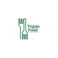 Illustration of a leaf fork logo design for a vegetarian diet, eco-friendly food. A healthy vegan drink spoon and fork icon, a restaurant cafe menu symbol, and a herbal dish recipe.