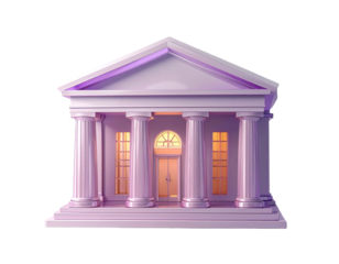 3D rendered, light purple classical building