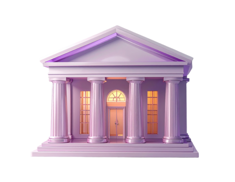 3D rendered, light purple classical building
