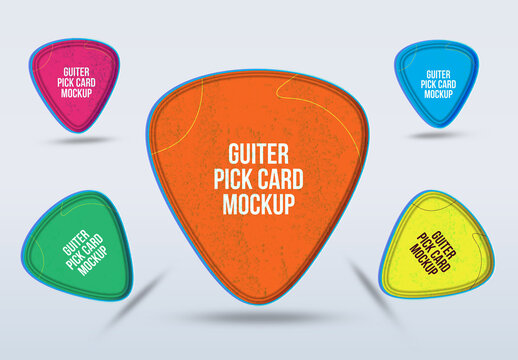 Vibrant Guitar Pick Card Mockup Set