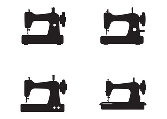 sewing machine logo silhouette vector, sewing machine silhouette vector illustration, vintage sewing machine silhouettes design, tailor sewing machine logo vector silhouette on white background