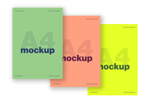 A4 Poster Mockup Set with a Minimalist Design