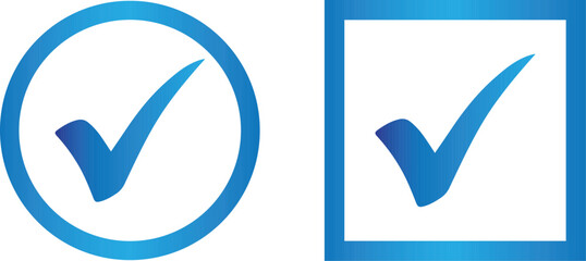 Checkmark Selection: A visual representation of choice and confirmation, with a blue checkmark inside a circle and a square, both symbolizing affirmation and approval.
