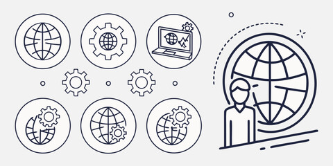 Obraz premium Business process linear signed icon collection. Signed thin line icons collection. Set of business process simple outline icons