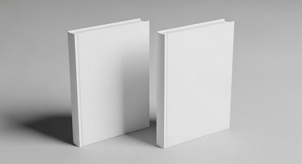 Blank White Books on Gray Background.