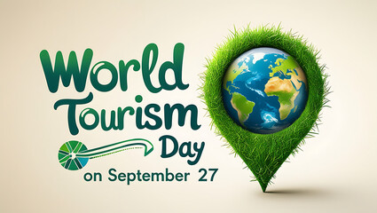 "World Tourism Day" with a grassy pin and globe, plus the date September 27