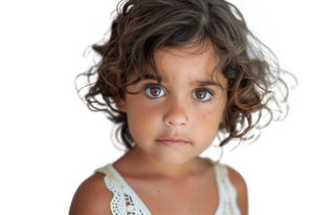 Close-up portrait of an innocent young girl with captivating eyes