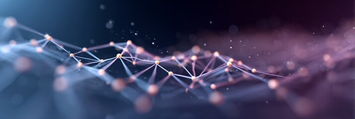 Digital network illustrating interconnected nodes, representing cutting edge ai technology with glowing connections visualizing technological complexity and communication potential