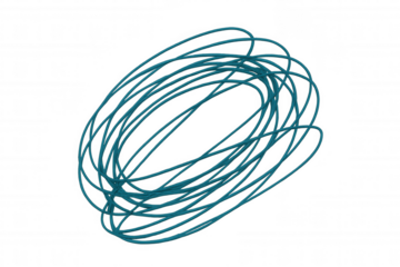 Turquoise cable forming overlapping circles on a transparent background, ideal for technology and communication projects