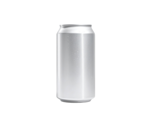 Blank aluminum beverage can, light gray/silver color, smooth surface, simple cylinder shape