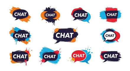 Naklejka premium Creative Collection of Colorful Chat Speech Bubbles.