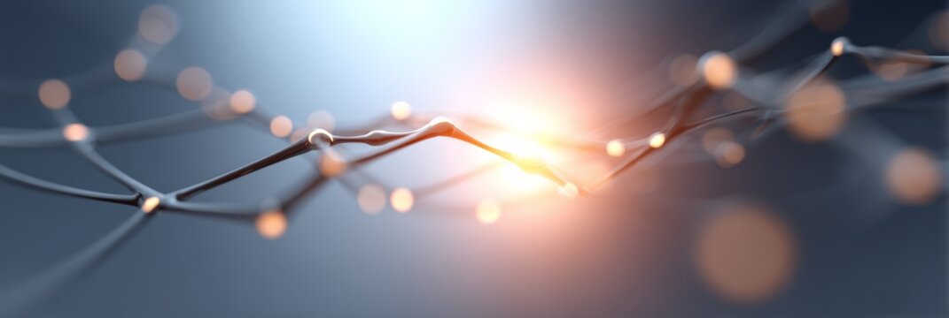 Complex network mesh glowing with artificial intelligence power, symbolizing machine learning, deep learning, neural networks, and the future of technology