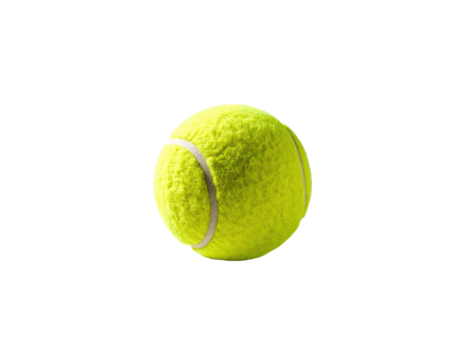 A bright yellow tennis ball against a black background