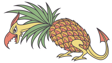 A Fierce PineappleCovered Bird Creature with Dragon Tail