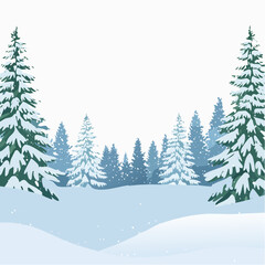 Obraz premium Snowy forest with snowdrifts and snow-covered spruce branches