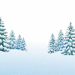 Obraz premium Snowy forest with snowdrifts and snow-covered spruce branches