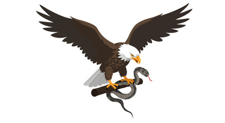 Eagle with snake in talons: bold wildlife symbolism with dynamic flat design