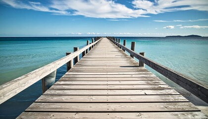 Obraz premium Tranquil wooden pier over turquoise water