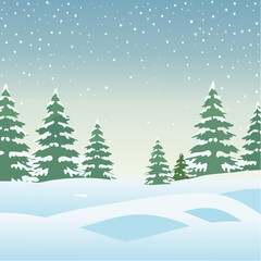 Fototapeta premium Snowy forest with snowdrifts and snow-covered spruce branches